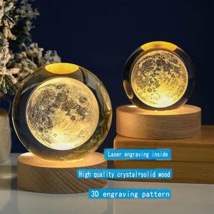 Bola de Cristal Láser 3D Transparente de 6cm, Luz Nocturna con Diseño Pulido por Arenado, Impresión UV, Recuerdo DIY para Regalo de Vacaciones/Boda - Product Image 2