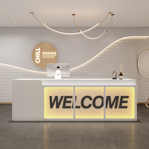 Commercial Furniture <strong>Bar</strong> Reception Desk Kitchen High <strong>Bar</strong> Cafe Coffee Restaurant Wooden <strong>Bar</strong> <strong>Counter</strong> Table with Led Light - Product Image 2