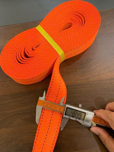 SANBOO SANBOOPW20 Sangle de levage robuste 5 tonnes en polyester 100% rayé couleur unie orange 50mm, sangle de fixation de cargaison haute résistance - Product Image 2