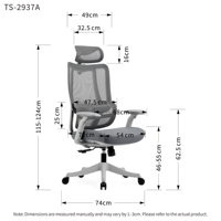 Chaise de bureau ergonomique moderne en maille avec hauteur réglable, pivotante, mousse moulée, design extensible, base en aluminium - Utilisation à domicile/au bureau