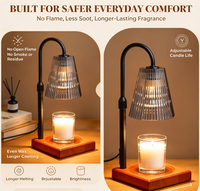 Lampe chauffe-bougie à intensité variable avec minuterie, chauffe-cire électrique réglable en hauteur, gris fumé, décoration d'intérieur, cadeaux d'anniversaire