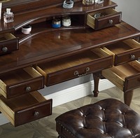 Commode classique rétro en bois avec tiroirs à rubans pour chambre à coucher
