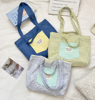 Sac fourre-tout à deux anses en tissu écossais personnalisé avec logo, grande capacité, pour femme, idéal pour l'école et le quotidien, durable, directement de l'usine
