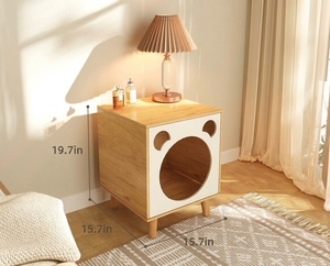 Table-cave intégrée pour chat, armoire multi-rangement pour chat pour salon et chambre, abri de repos sécurisé et fermé pour chats de compagnie - Product Image 4