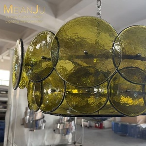 Zhongshan, candelabro de cristal cóncavo verde moderno, luz colgante Premium para sala de estar de Hotel, iluminación de textura verde - Product Image 1