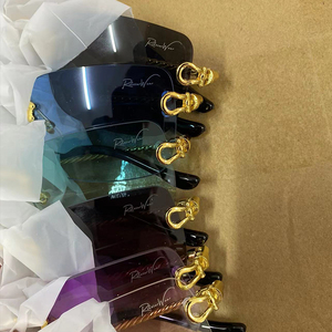 Lmamba 8036 Custom Logo Square Women Black Retro <b>Sun</b> Glasses Luxury Designer Brand Fashion <b>Shades</b> Rimless Sunglasses Man 2024 - Product Image 4