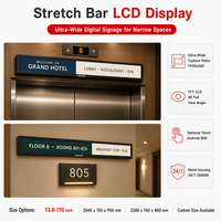 Layar LCD Bar Ultra Lebar untuk Iklan Interior Lift, Signage Digital untuk Koridor Hotel 15,6 Inci