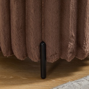 <span class=keywords><strong>Pouf</strong></span> rond moderne rembourré avec pieds en métal noir et repose-pieds en fausse fourrure pour salon, chambre et entrée - Product Image 5
