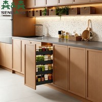 Gabinete de Cocina Moderno Estilo Shaker de Madera SLS, Armario Modular Personalizado con Organizador de Especias Extraíble de 4 Niveles
