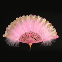 Éventail pliant vintage en plumes de fée et dentelle pour la danse, les séances photo, le défilé, les voyages, le cosplay