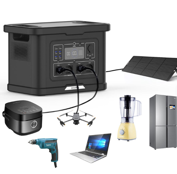 2400W LiFePO4 Lithium Battery Large Capacity Solar Power Station Generator Home Blackout Emergency Storage 4000 Cycles