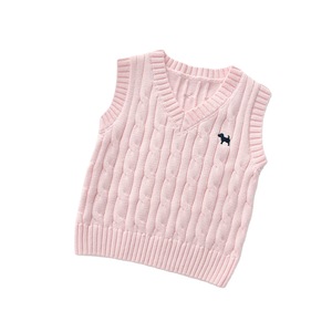 2021 mùa xuân dệt đồng bằng không tay vest bé trẻ em áo len giản dị - Product Image 1