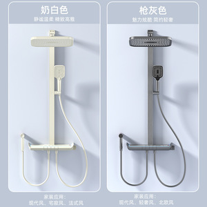 Brushed <b>Square</b> Tube Thermostatic Shower Head Set Temperature Display Luxury Bathroom Style <b>Adjustable</b> Rain Shower Concealed - Product Image 4