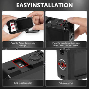 Cage de caméra professionnelle en aluminium pour <span class=keywords><strong>GoPro</strong></span> <span class=keywords><strong>Hero</strong></span> 13/12/<span class=keywords><strong>11</strong></span>/10/9 Black, étanche, résistante aux chocs, avec support griffe froide - Product Image 4
