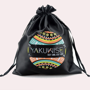 Custom logo Printed Silk Hair Packaging Wig Bag Luxury Satin Drawstring Dust Bag Pouch for Small Gift Bags with <b>Strings</b> - Product Image 6