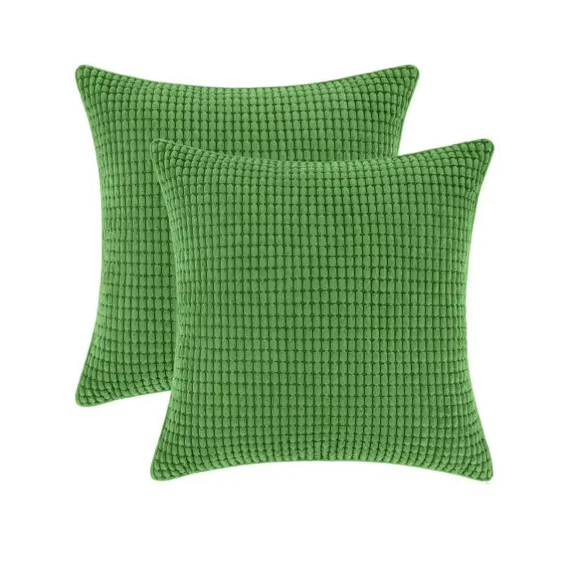 NBFI Modern Decoration Super Soft Corduroy Throw Pillow Cover Green Corn Velvet Cushion Cover For Sofa