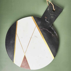 Planche à découper ronde en marbre avec poignée pour hôtel, restaurant, vaisselle, ustensiles de cuisine, best-seller - Product Image 2