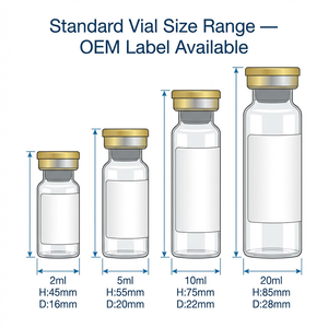 Vial <b>10</b>-Unit Master Research Set - USP Type I Borosilicate Glass Vials with Gold Flip-off Crimp Cap Professional Kit - Product Image 2