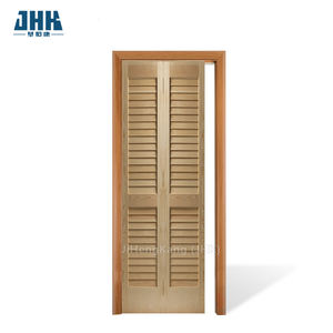 Cửa xếp JHK-B07, cửa nội thất cho nhà ở, màu trắng trơn, gỗ thông nhỏ, cửa tủ quần áo xếp đôi - Product Image 1