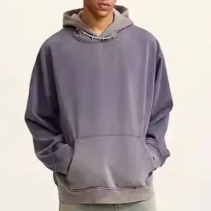 <span class=keywords><strong>Felpa</strong></span> <span class=keywords><strong>Oversize</strong></span> con Cappuccio Effetto Sbiadito e Consumato, Stile Streetwear, Personalizzabile OEM, Vestibilità Ampia, Lavaggio <span class=keywords><strong>Viola</strong></span>, per Uomo - Product Image 1