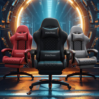 Silla de Juego Ergonómica Moderna y Minimalista con Cubierta de Cuero Sintético, Respaldo Ajustable, Giratoria, con Reposabrazos Integrados para el Hogar y Dormitorio