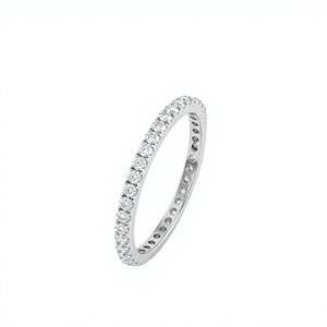 Children's Unisex Classic Moissanite <b>Ring</b> with Pave Setting 925 Sterling <b>Silver</b> Rhodium Plated - Product Image 1