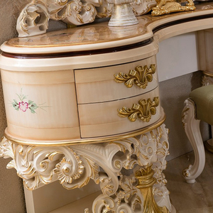 Tocador de Maquillaje Cómodo de Alta Calidad, Tallado a Mano en Madera Maciza Antigua, Mesa de Dormitorio Estilo Francés con Espejo - Product Image 6