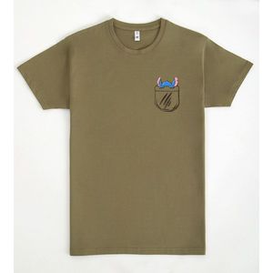 T-Shirt Wild Pocket Verde Oliva con Design a Cuciture e Tasca Frontale - Product Image 1