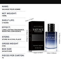 Eau de Parfum Salvage Pour Homme 100ml pour Hommes, Parfum Masculin Longue Durée, Notes d'Ambre, de Bois, d'Oud et de Bergamote, Vaporisateur, Utilisation Quotidienne