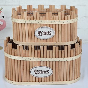 Jardinières décoratives rustiques en bois faites à la main pour la maison et le jardin, plateaux à herbes et pots de fleurs - Product Image 2