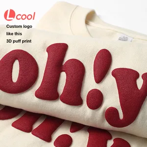 Lcool 100% Katoen Zware Gewicht Leeg Oversized Schuim Afdrukken T-shirt Voor Mannen Custom Logo 3d Bladerdeeg Print T Shirts