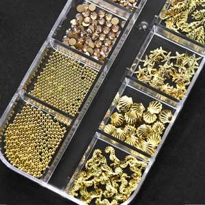 Wholesale Nail Accessories 12 <b>Grids</b> Sea Style Sea Star Charms Pearl Rhinestone Nail for Summer Nail Decoration - Product Image 5