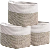 Panier à linge carré Ins Boîte de rangement Panier de rangement tissé en corde de coton Panier de rangement pour jouets divers