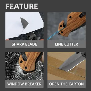 Wholesales X50 Olive Wood Handle Camping Pocket Knife Outdoor Survival Tactical Folding Pocket Knife