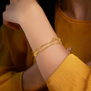 สร้อยข้อมือแฟชั่นแบบโซ่ 316L สแตนเลสสตีล ชุบทอง PVD ทนทาน เป็นมิตรต่อสิ่งแวดล้อม สำหรับผู้หญิง - Product Image 3