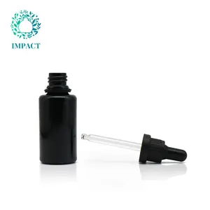 Customized Black 30ml Serum Bottle 1oz Empty Glass Essence Hair Oil Dropper Bottle