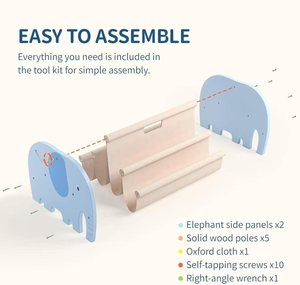Estantería <span class=keywords><strong>infantil</strong></span> de doble cara con estantes de madera y bolsillos de lona resistentes, estantería con bordes curvos para guardar juguetes en la guardería - Product Image 5