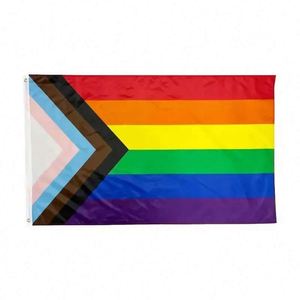 Wholesale Custom Printing Your Own Design Custom Logo Outdoor Portable Polyester 90x150cm Gay Progress Pride <b>Flag</b> 3x5ft - Product Image 3
