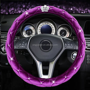 Invierno corona de diamantes oro encantador de <span class=keywords><strong>terciopelo</strong></span> de piel de la cubierta del <span class=keywords><strong>volante</strong></span> del coche para las mujeres - Product Image 6