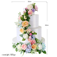 Décoration de gâteau en fleurs de soie pastel, arrangement floral artificiel, écologique et léger, pour mariage, anniversaire, table de desserts