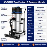 Aspirateur industriel électrique 5400FP 80L 5400W, aspirateur industriel humide et sec pour sols, aspirateur industriel pour poudre métallique