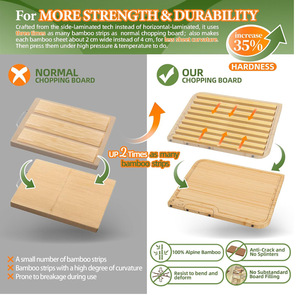 Juego de Tablas de Cortar de Bambú de Cuatro Lados, 5 Piezas, Rectangulares, Antibacterianas, para Preparación de Alimentos - Product Image 3