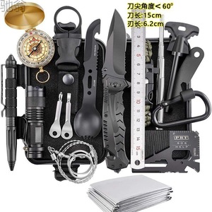Kit de survie en plein air, lame de 15 cm, ensemble d'outils multifonctions compacts pour les aventures en pleine nature, les voyages, les situations d'urgence en voiture - Product Image 1