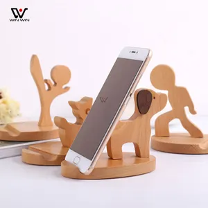 Cell Phone Stand cute animal Wood Phone Holder Interesting Phone Stand Bamboo Desk Organizer Accessories