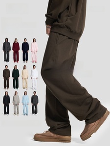 Nouveau pantalon de <span class=keywords><strong>sport</strong></span> décontracté ample pour homme, coupe droite, taille mi-haute, en molleton bouclette moyen 430g, style streetwear - Product Image 1