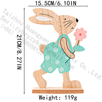 Figurines de Lapins de Pâques en Bois, Paire Garçon Fille, Décoration Printanière pour Table et Étagère, Cadeau Maison, Fait Main en Bois Naturel, 21cm