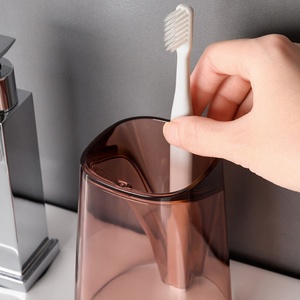Nouvelle tasse à brosse à dents créative en plastique PS transparent, à large ouverture, pour salle de bain - Product Image 6