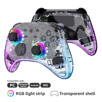 Manette de jeu sans fil avec lumières RVB, moteur de vibration, joystick, contrôleur pour Nintendo Switch, PS4, ordinateur, jeu