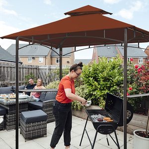Soffitto di ricambio per padiglione da giardino esterno impermeabile, rosso vino con prese d'aria, sostituire il gazebo per terrazza capannone - Product Image 5