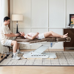 Modern Salon Electric Aesthetic Chair 3/4 Motor Brown Adjustable Spa Lash Table with Light <strong>Facial</strong> Beauty <strong>Bed</strong> - Product Image 5